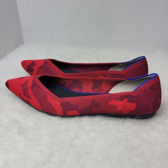 Rothy’s Red Camo the point ballet Flat Shoes Size 7.5 - Picture 3 of 10